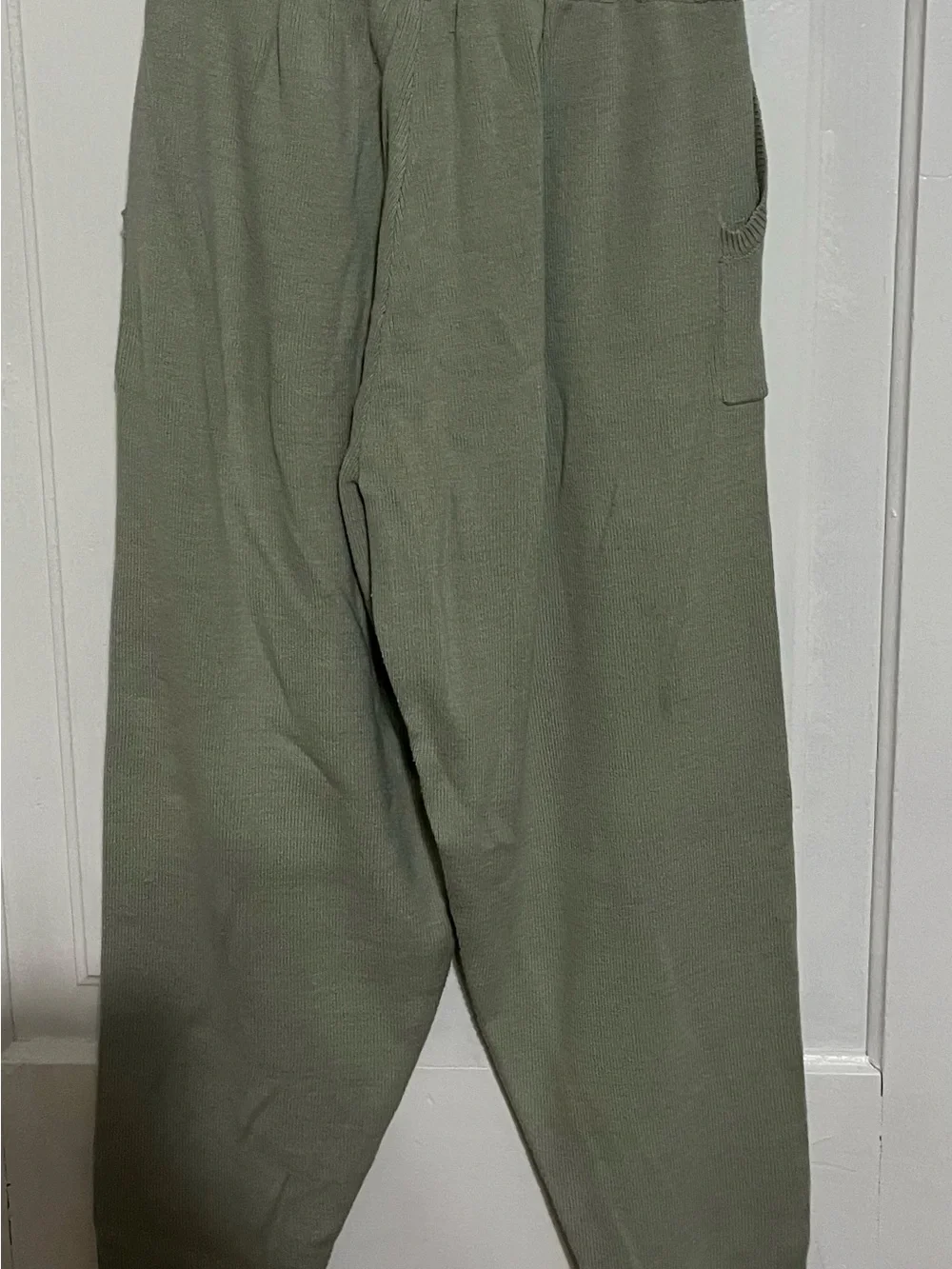 Casual Two-Piece Knit Lounge Set in Olive Green